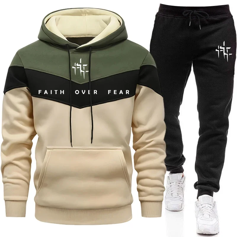 Men'S Fashion Hoodies - Conjunto Deportivo para Hombre Faith Over