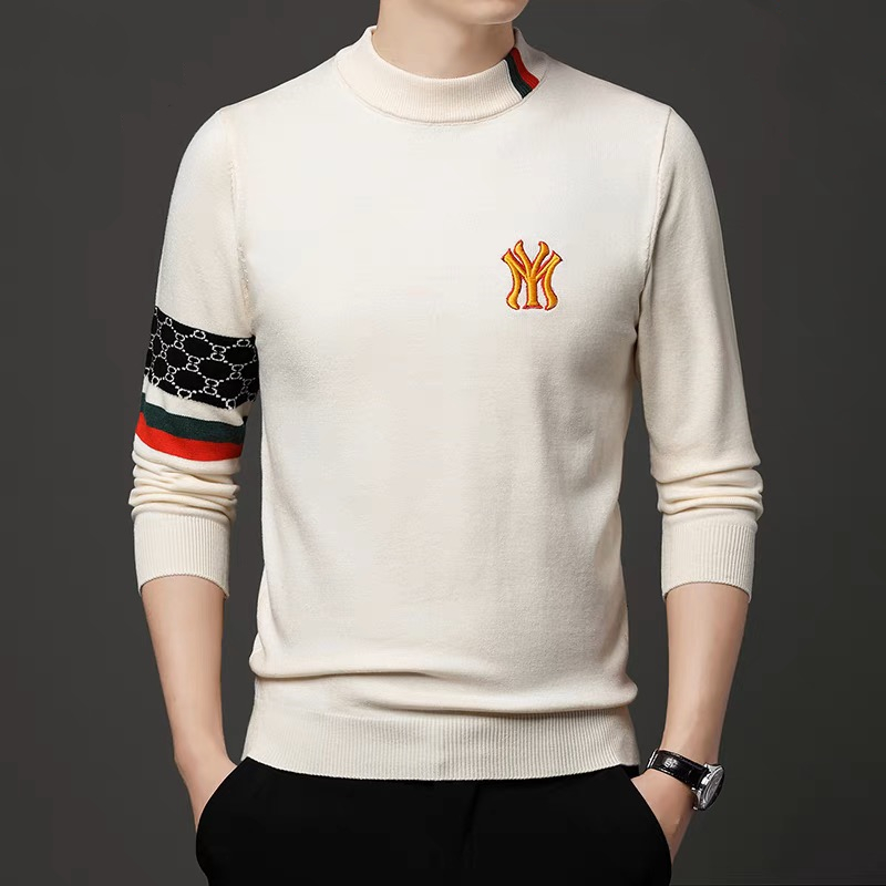 Mens Fashion Mullet - Suéter bordado de marca de diseñador