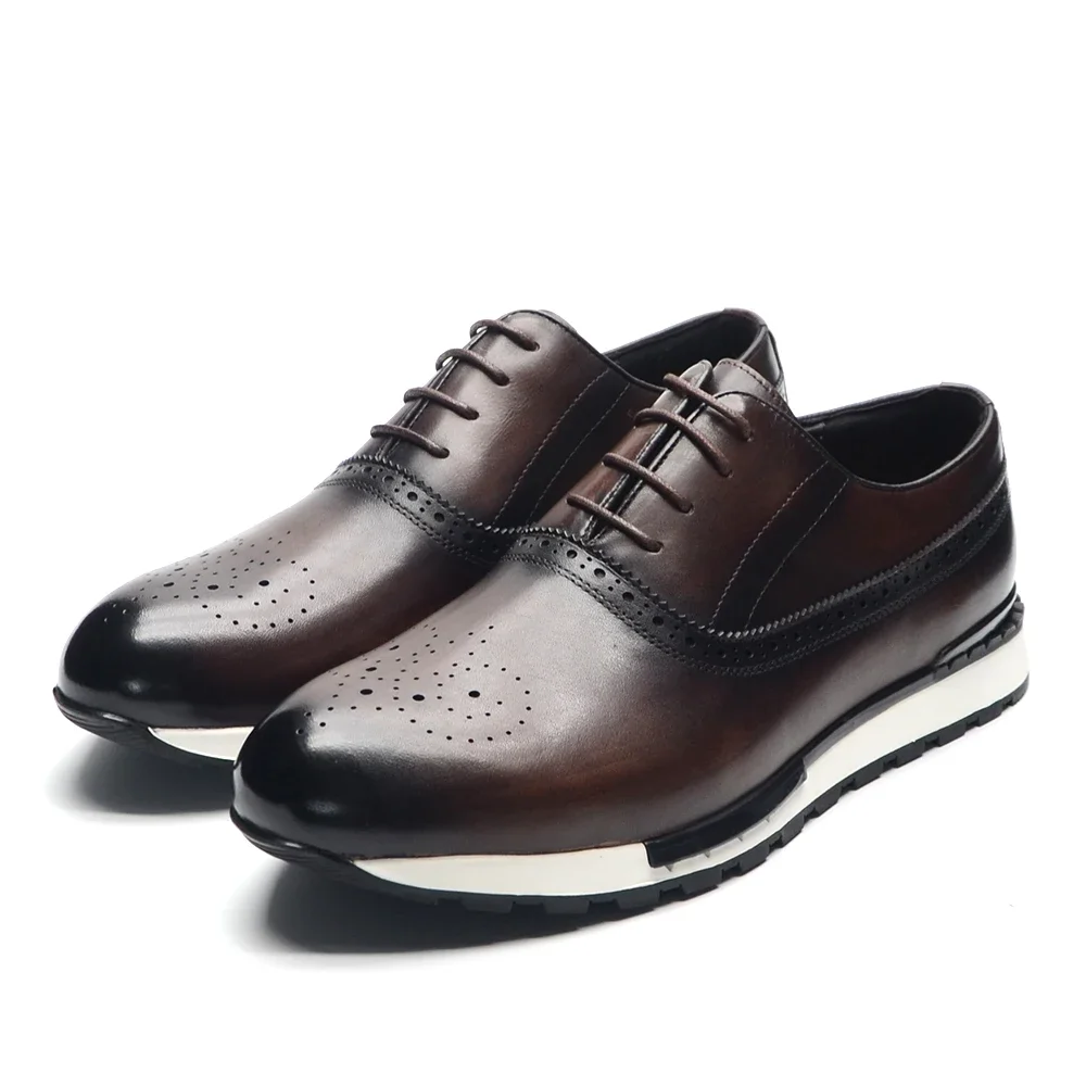 Oxford Shoes Brogue - Zapatos Oxford de cuero genuino hechos