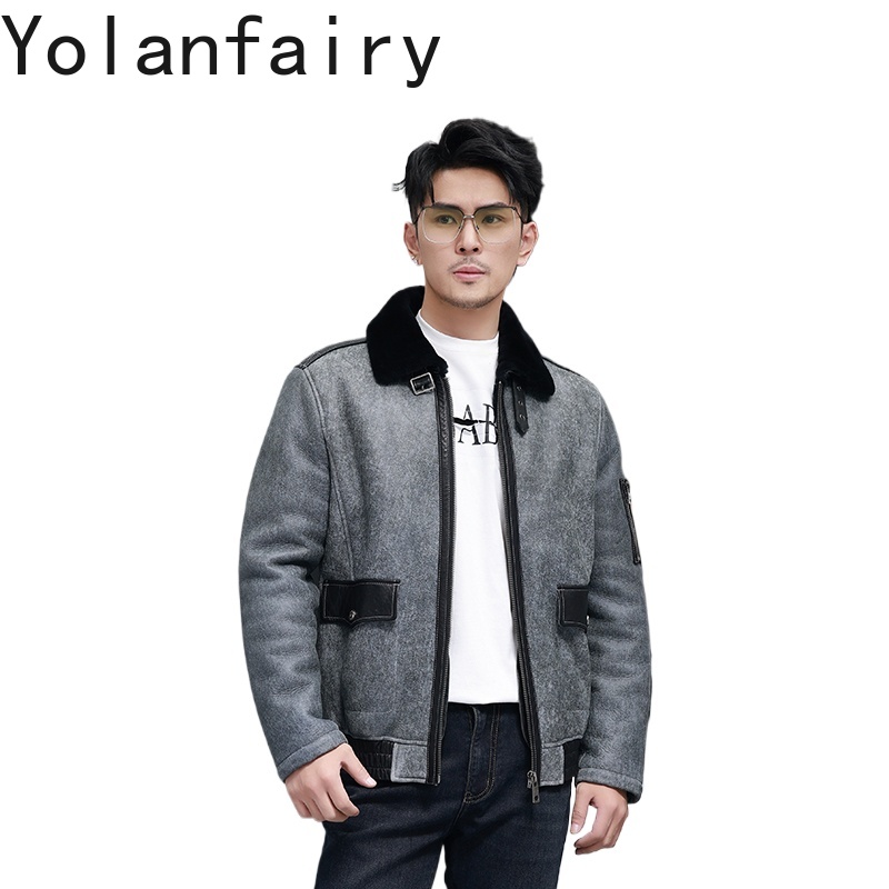 Mens Fashion Winter 2025 - YOLANFAIRY abrigo corto de piel Natural