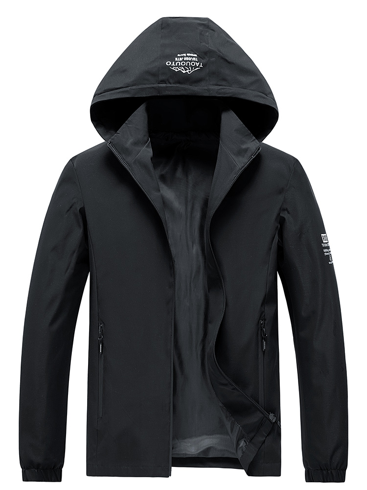 Windbreaker Men Zip - Chaqueta cortavientos con capucha para hombre,