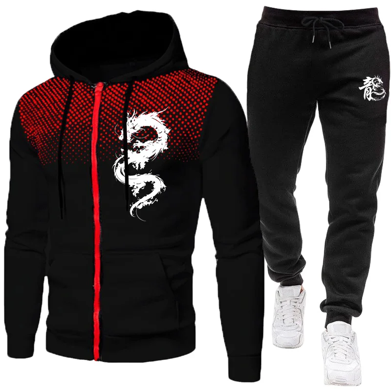 Men'S Fashion Hoodies - Conjunto de Dos Piezas con Estampado