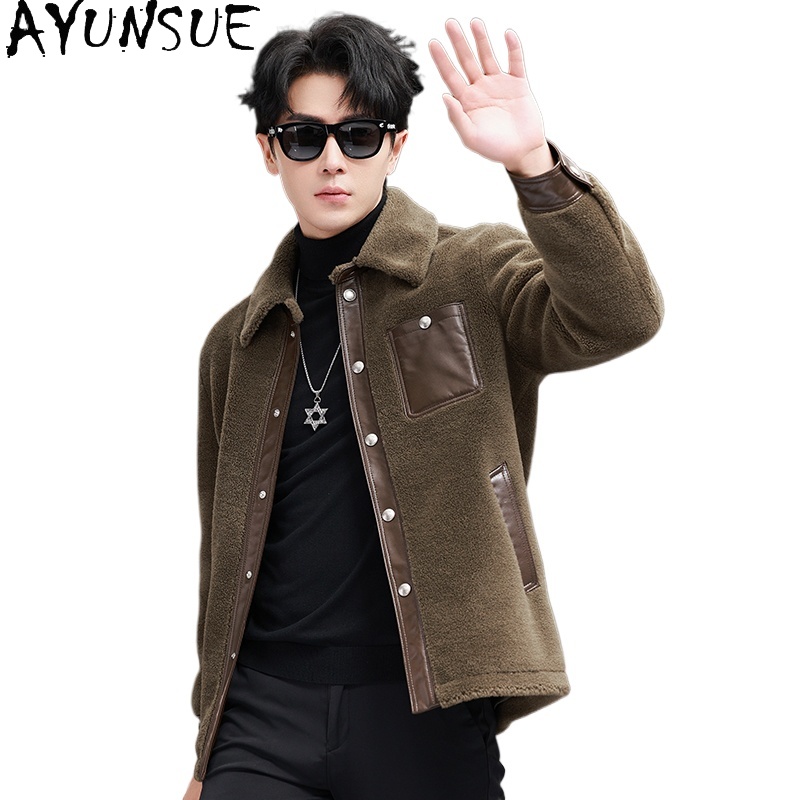 Mens Fashion Winter 2025 - AYUNSUE 100% abrigo de lana para