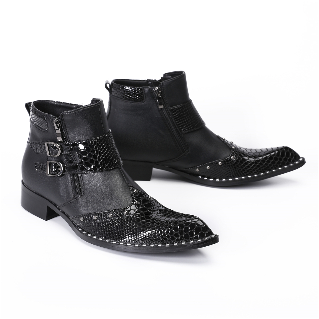 Botas de motociclista de cuero - Mens Fashion Dress reseña y precio