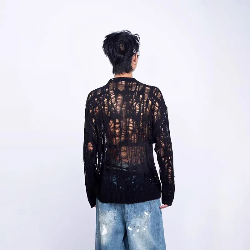 Suéter de punto de malla calad - Mens Fashion Mullet reseña y precio