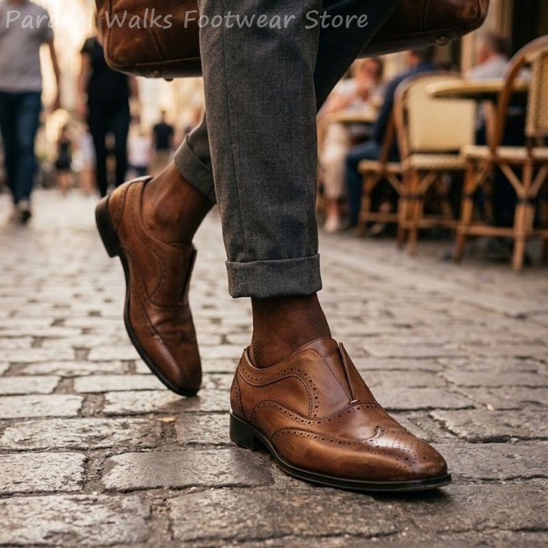 Zapatos Brogue de Cuero Marrón - Oxford Shoes Brogue reseña y precio